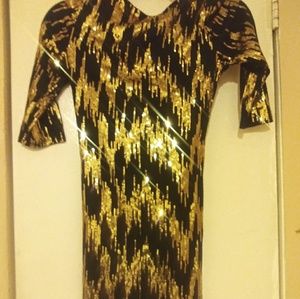 Mid sleeve mini dress with amazing sequin accent